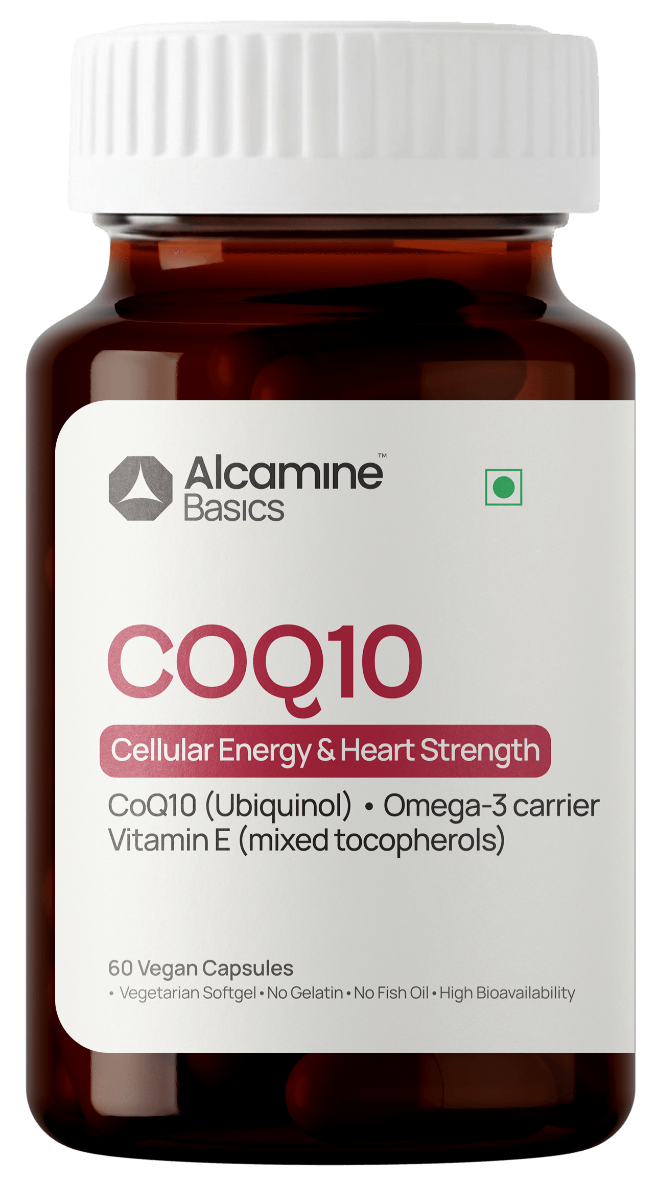 Alcamine Advanced Ubiquinol CoQ10 Capsules with Natural Vitamin E (Mixed Tocopherols) for Heart & Energy (60 Capsules)