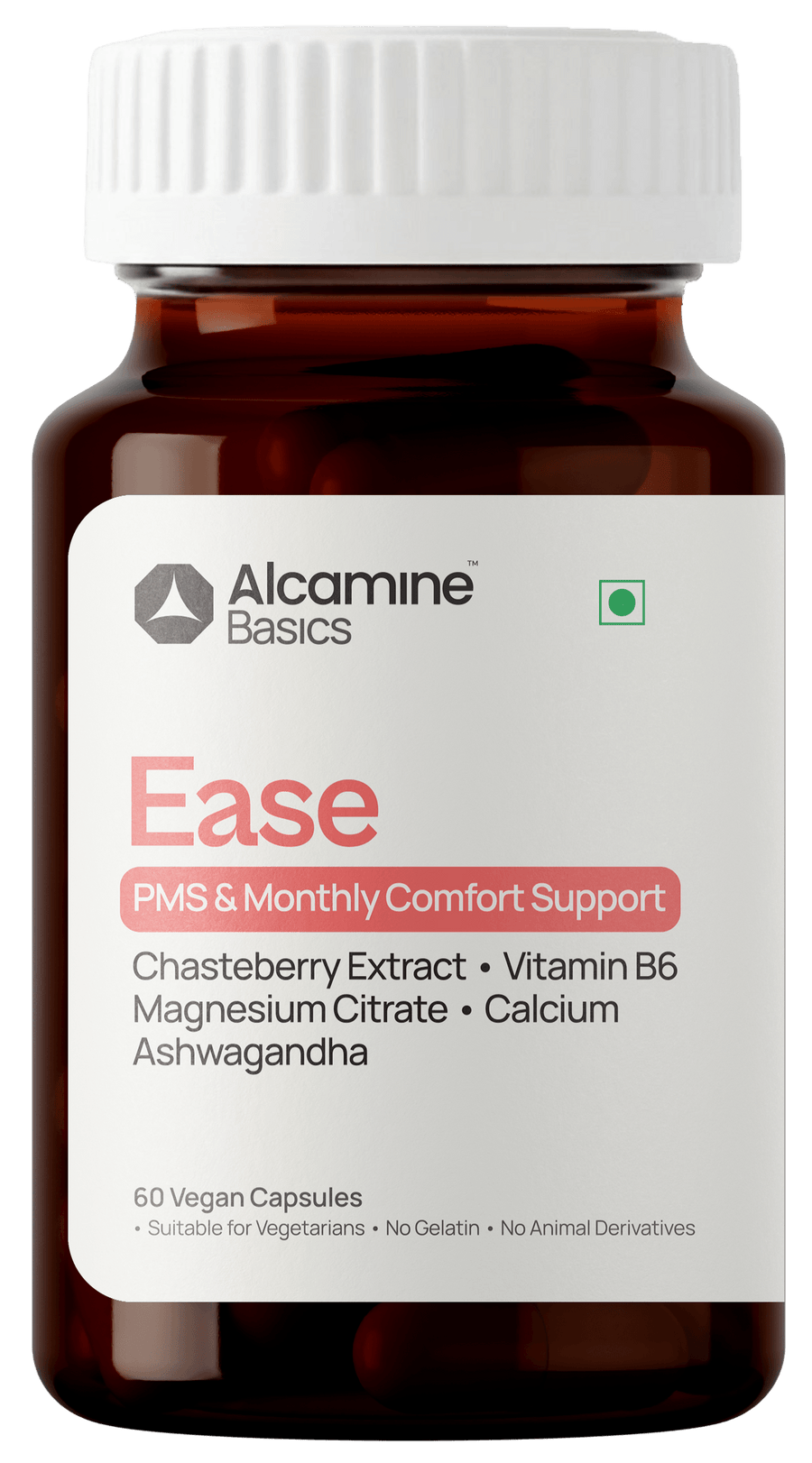 Alcamine PMS & Cycle Balance Supplement with Chasteberry (Vitex), Ashwagandha, Magnesium Citrate & Vitamin B6 (60 Capsules)