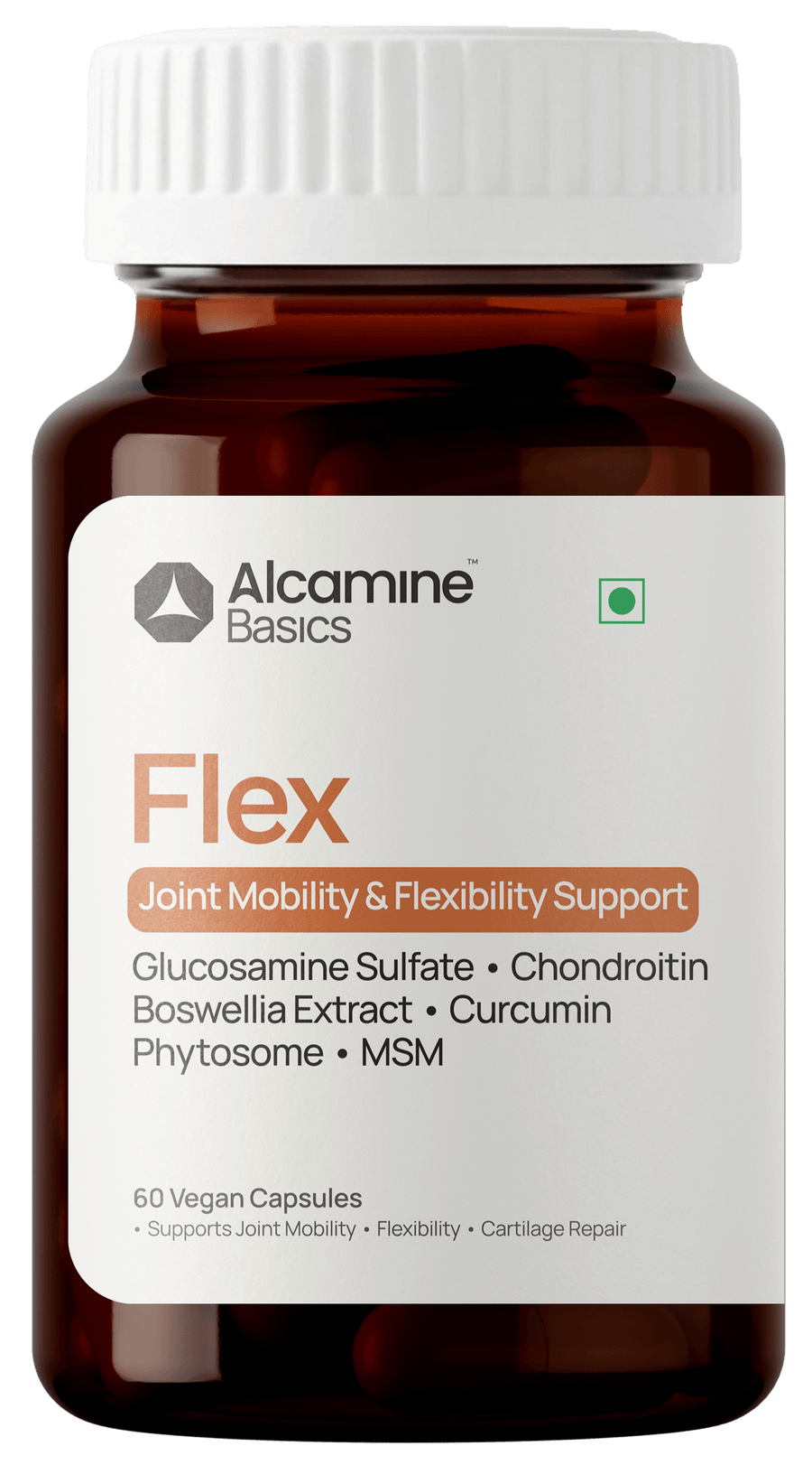 Alcamine Joint Support Supplement with Glucosamine, Chondroitin, MSM, Boswellia, and Curcumin Phytosome (60 Capsules)