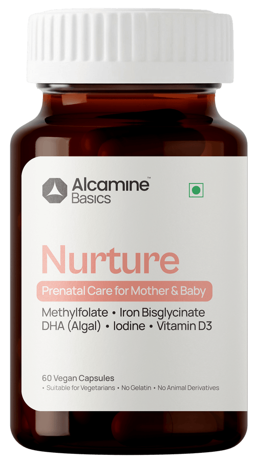 Alcamine Advanced Prenatal Supplement with Methylfolate, Iron Bisglycinate, Algal DHA, Iodine & Vitamin D3 (60 Capsules)