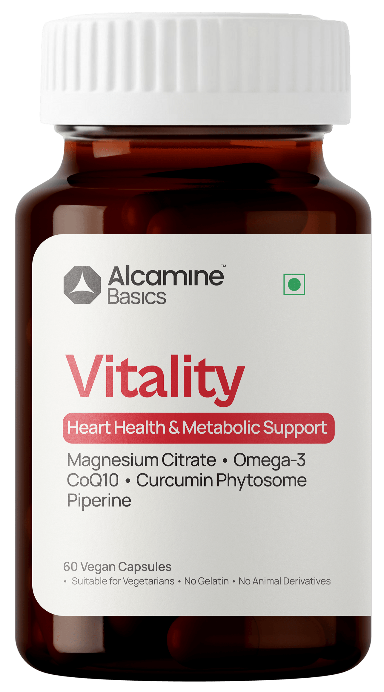 Alcamine Cardiovascular & Heart Health Supplement with Omega-3, CoQ10, Curcumin Phytosome & Magnesium Citrate (60 Capsules)