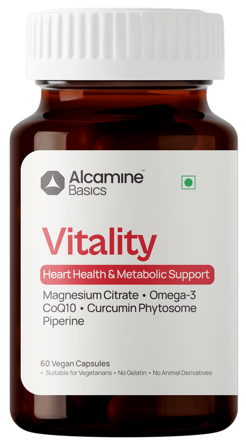 Alcamine Cardiovascular & Heart Health Supplement with Omega-3, CoQ10, Curcumin Phytosome & Magnesium Citrate (60 Capsules)