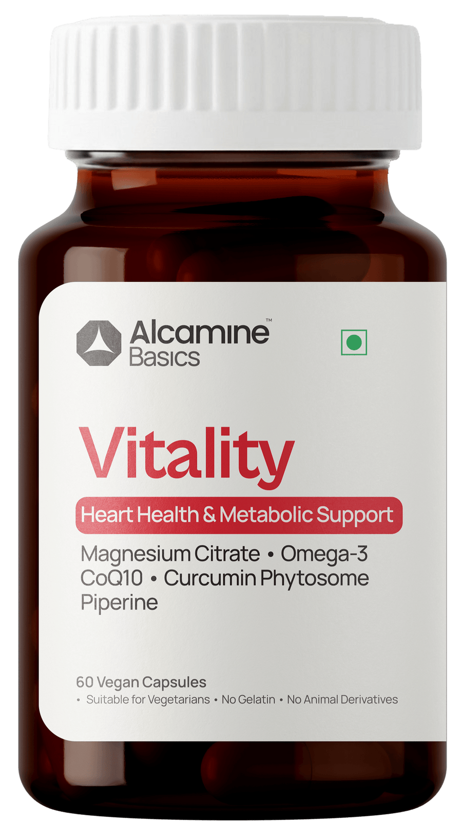 Alcamine Cardiovascular & Heart Health Supplement with Omega-3, CoQ10, Curcumin Phytosome & Magnesium Citrate (60 Capsules)
