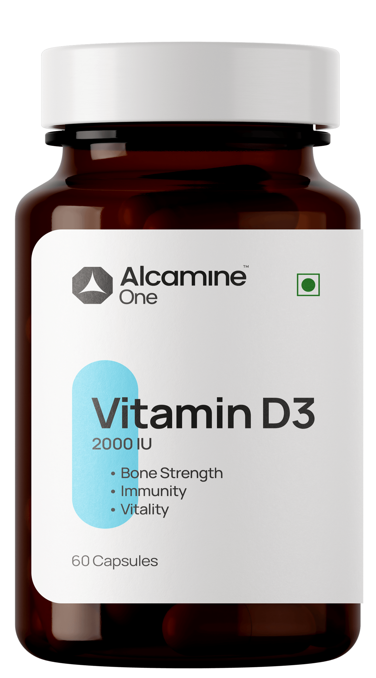 Alcamine Vitamin D3 2000 IU | 60/90 Capsules (High-Potency D3 for Daily Wellness)