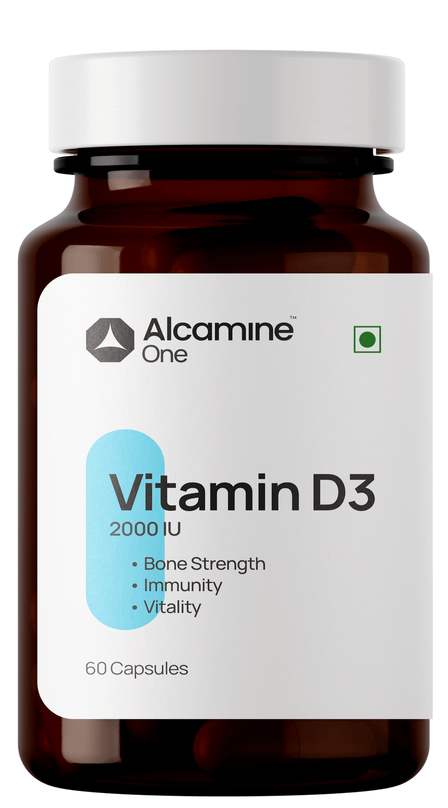 Alcamine Vitamin D3 2000 IU | 60/90 Capsules (High-Potency D3 for Daily Wellness)