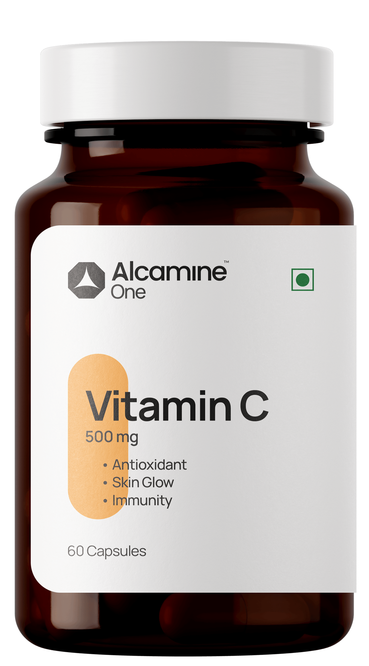 Alcamine One High-Potency Vitamin C 500mg, 60 Vegan Capsules