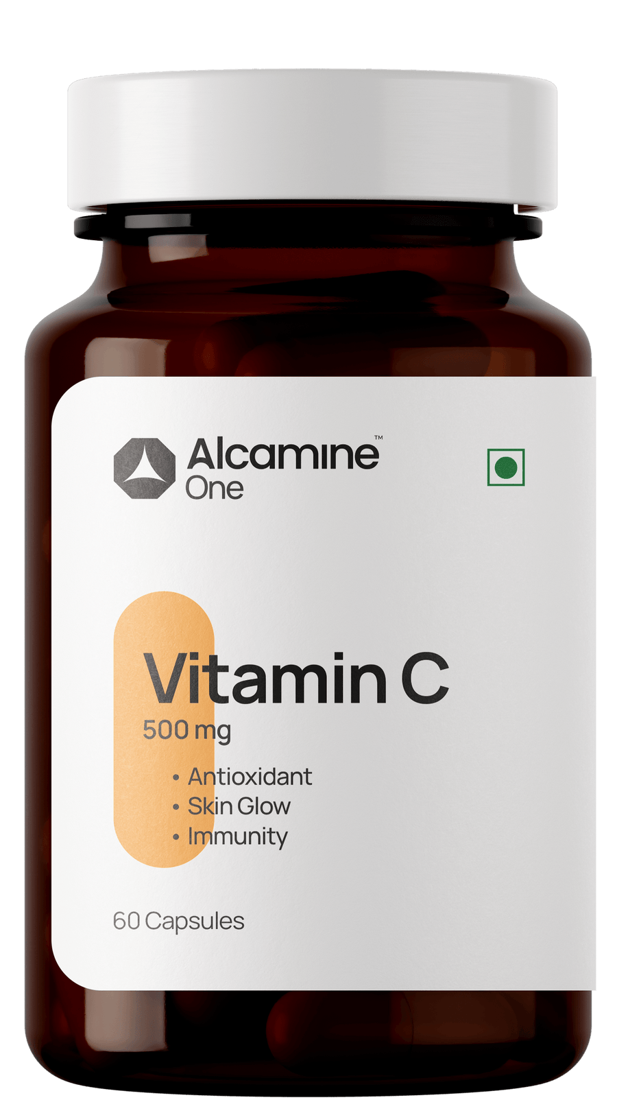 Alcamine One High-Potency Vitamin C 500mg, 60 Vegan Capsules