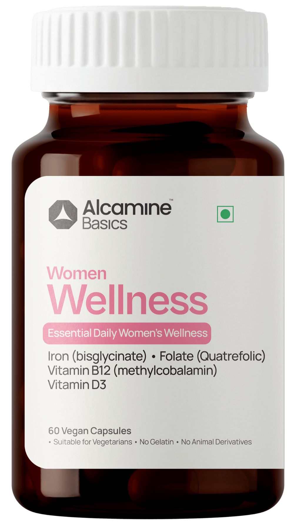 Alcamine Energy & Anemia Support Supplement with Vitamin B12, Iron, Folate, and Vitamin D3 (60 Tablets)
